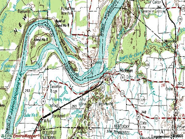 Zip code 42050 topographic map