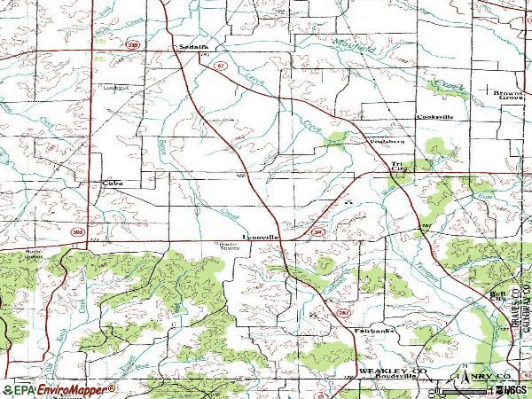 Zip code 42079 topographic map