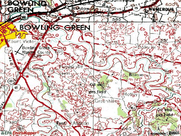 Zip code 42122 topographic map