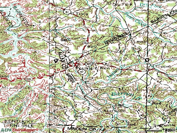 Zip code 42133 topographic map