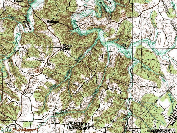 Zip code 42153 topographic map