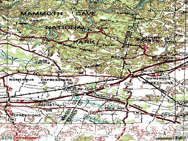 Zip code 42160 topographic map