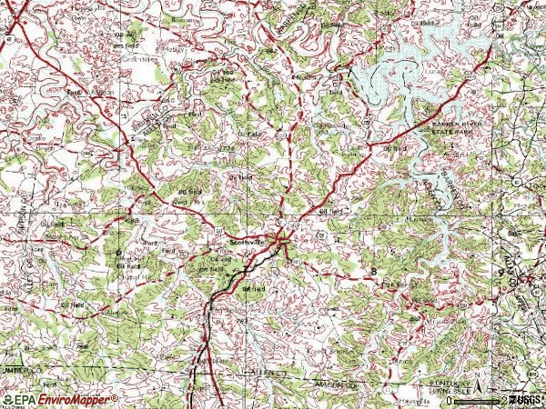 Zip code 42164 topographic map