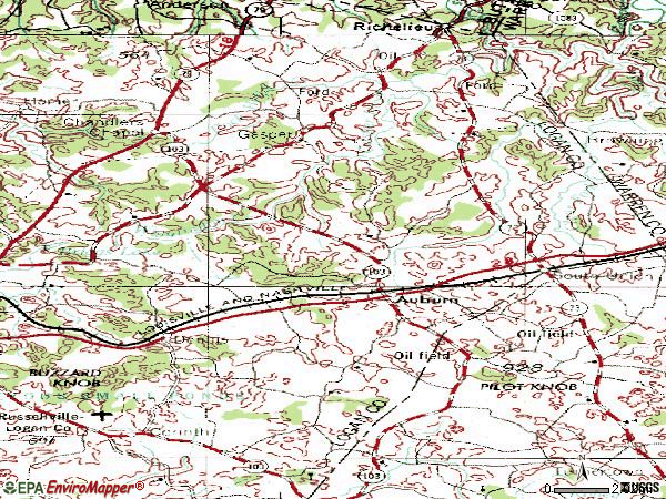 Zip code 42206 topographic map
