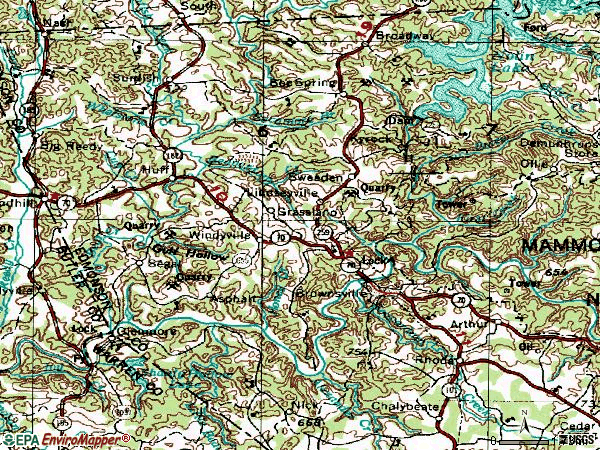 Zip code 42210 topographic map