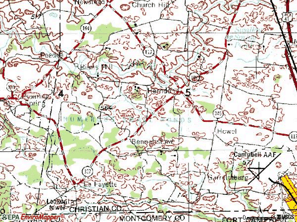 Zip code 42236 topographic map