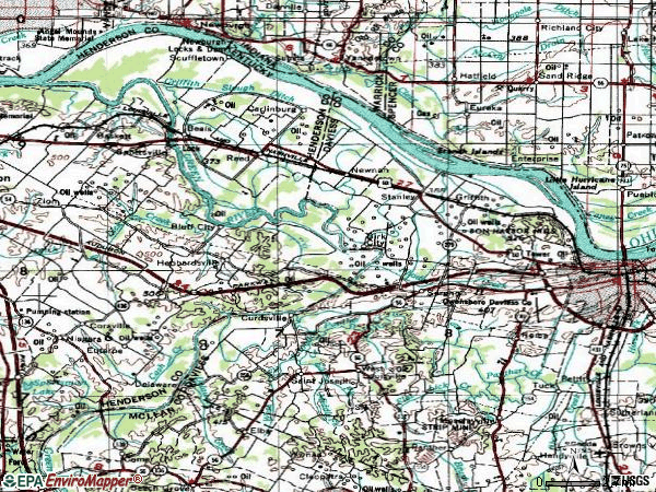 Zip code 42301 topographic map