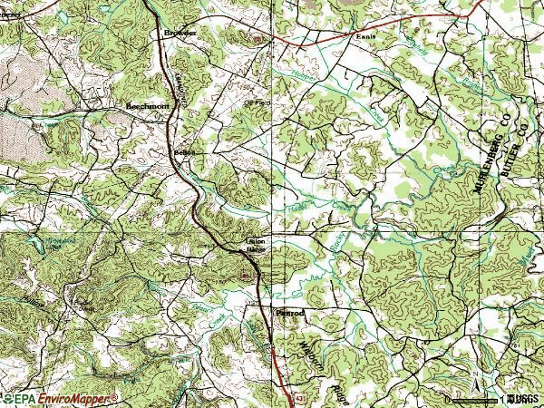 Zip code 42324 topographic map