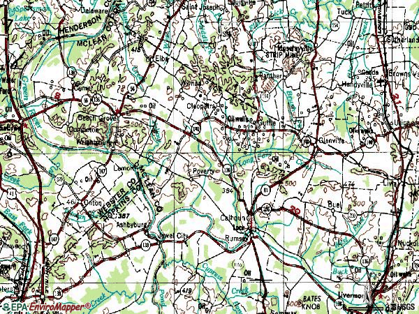 Zip code 42327 topographic map