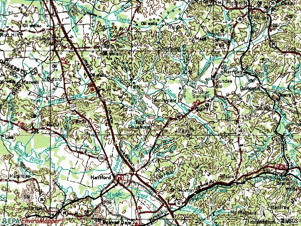 Zip code 42347 topographic map