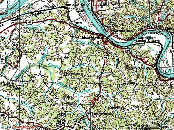 Zip code 42348 topographic map