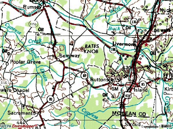 Zip code 42350 topographic map