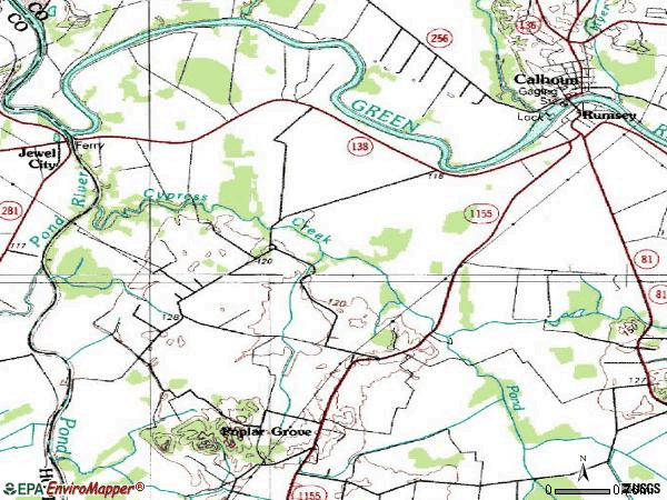 Zip code 42371 topographic map
