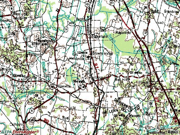 Zip code 42376 topographic map