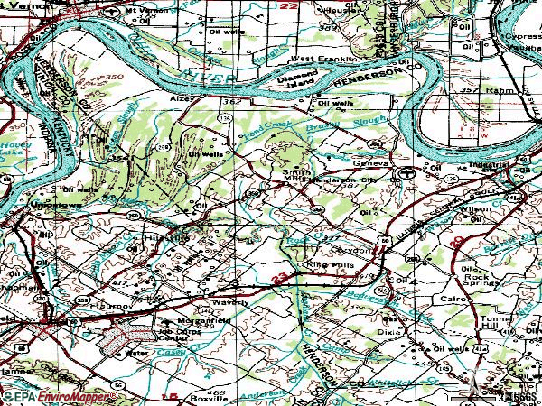Zip code 42406 topographic map