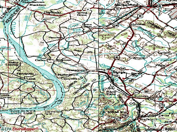 Zip code 42459 topographic map