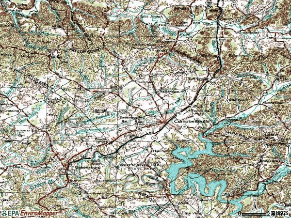 Zip code 42718 topographic map