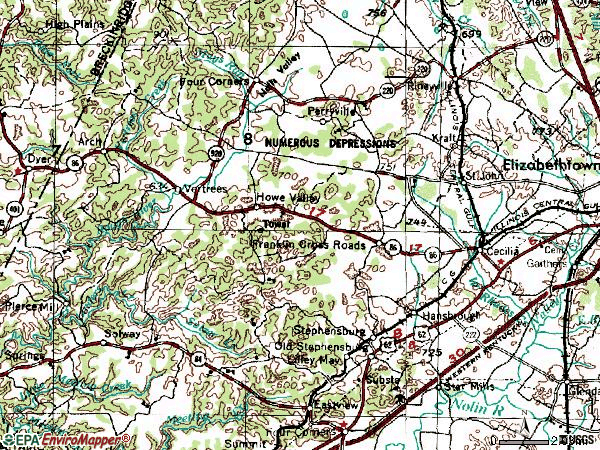 Zip code 42724 topographic map