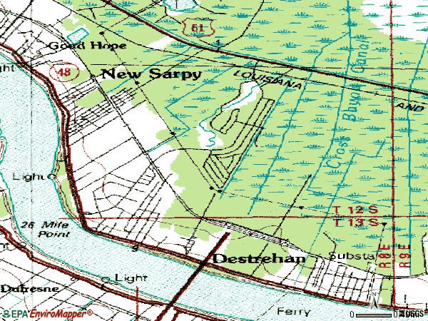 Zip code 70047 topographic map