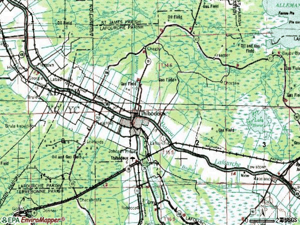 Zip code 70301 topographic map