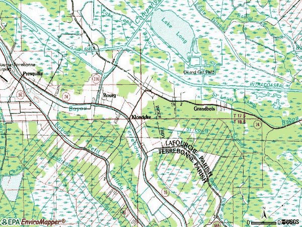 Zip code 70343 topographic map