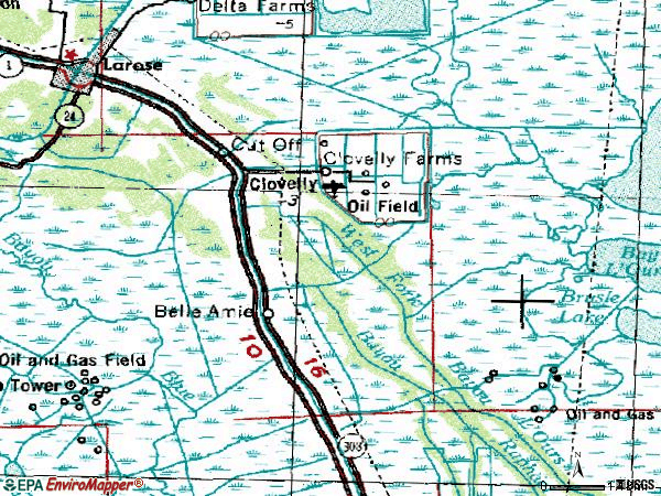 Zip code 70345 topographic map