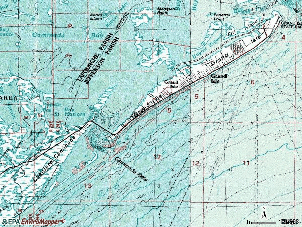 Zip code 70358 topographic map