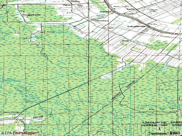 Zip code 70372 topographic map