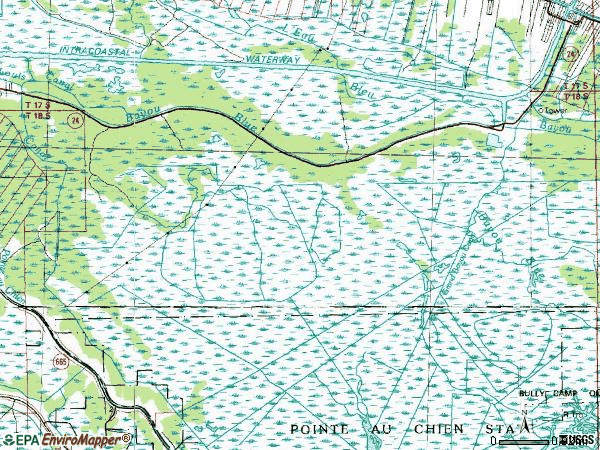 Zip code 70373 topographic map