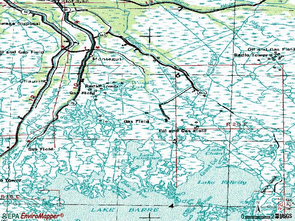 Zip code 70377 topographic map