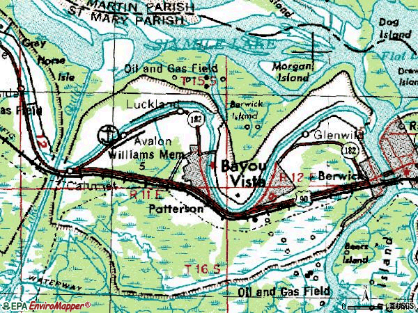 Zip code 70392 topographic map