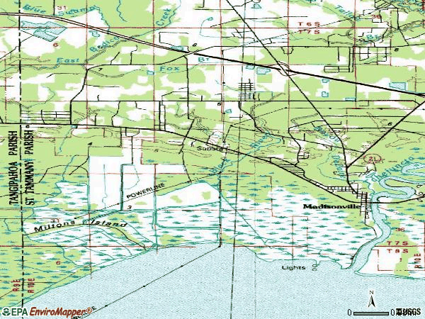 Zip code 70447 topographic map