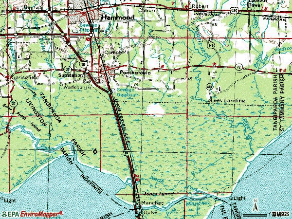 Zip code 70454 topographic map