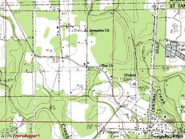 Zip code 70463 topographic map