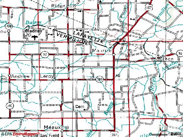 Zip code 70555 topographic map