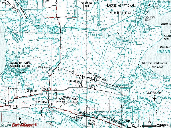 Zip code 70632 topographic map