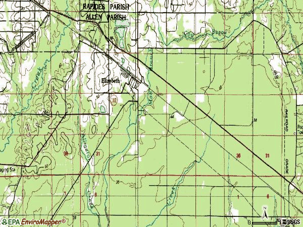 Zip code 70638 topographic map