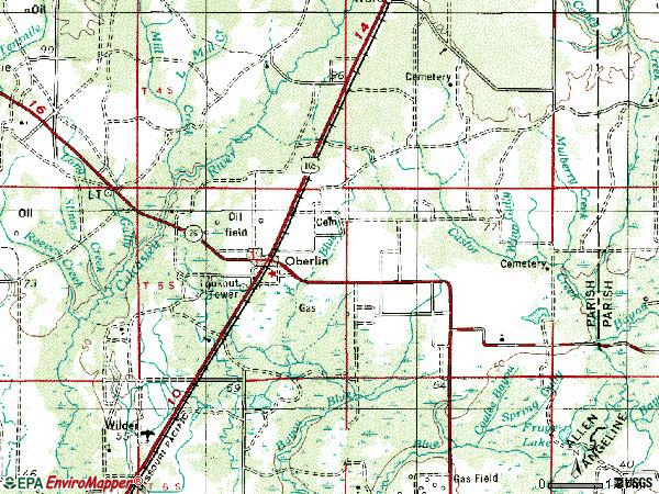 Zip code 70655 topographic map
