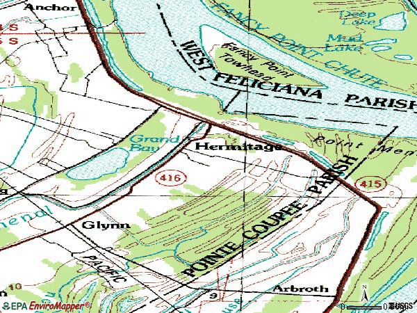 Zip code 70736 topographic map