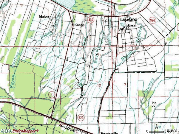 Zip code 70752 topographic map