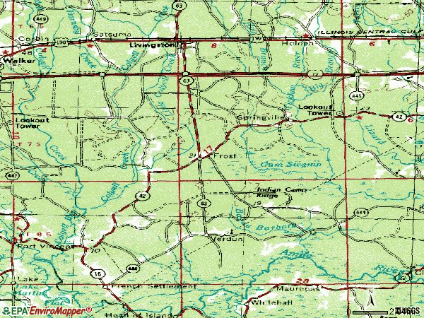 Zip code 70754 topographic map