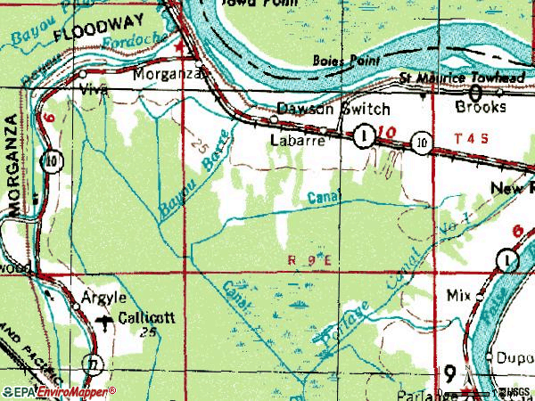 Zip code 70759 topographic map