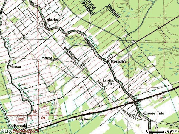 Zip code 70772 topographic map