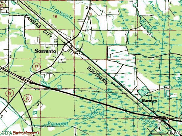 Zip code 70778 topographic map