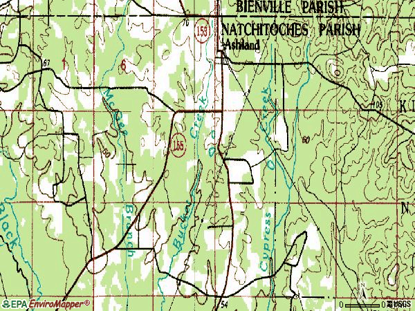 Zip code 71002 topographic map