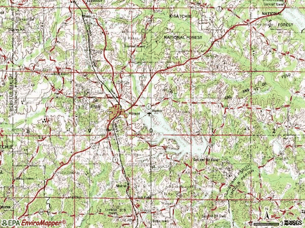 Zip code 71040 topographic map