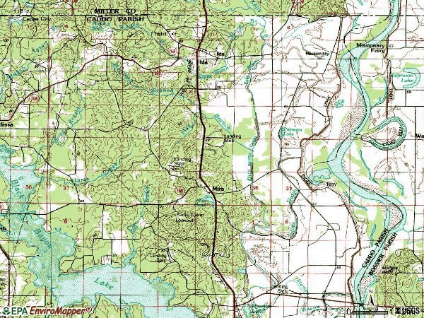 Zip code 71044 topographic map