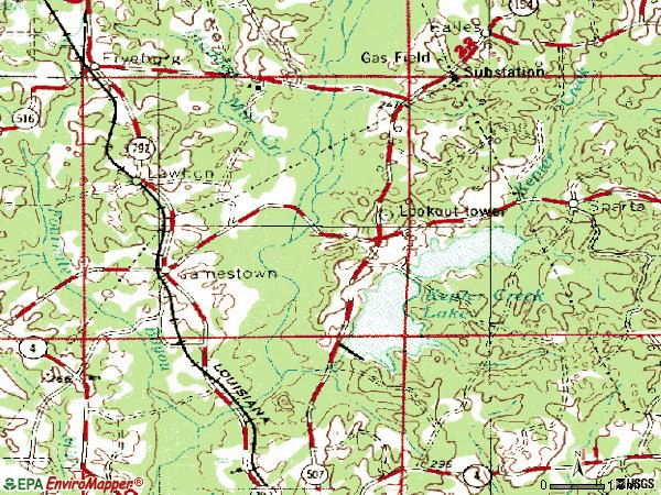 Zip code 71045 topographic map