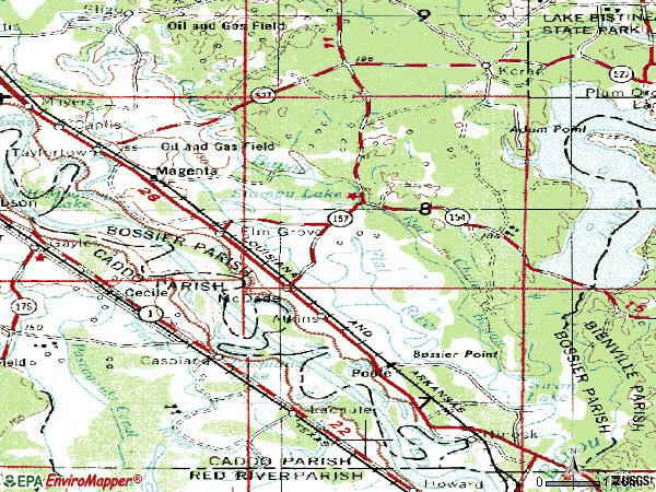 Zip code 71051 topographic map