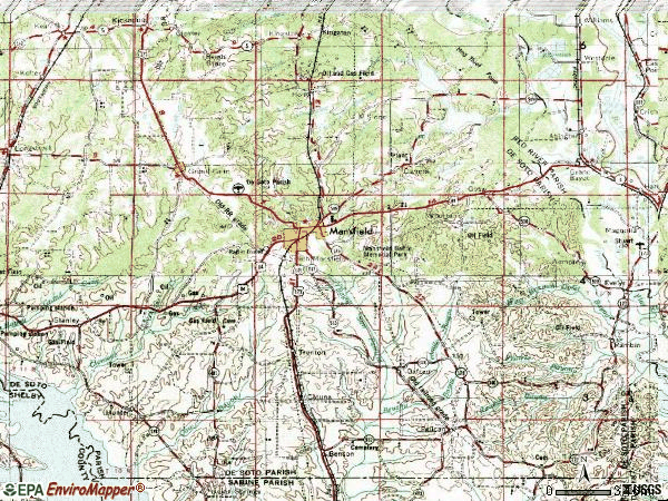 Zip code 71052 topographic map